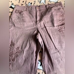 Gloria Vanderbilt size 18 jeans with embroidery purple